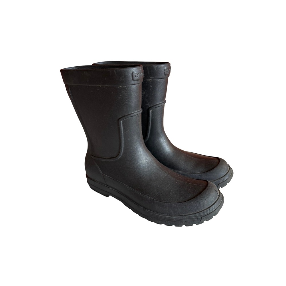 Crocs Mens Black Rain Boots Waterproof Croslite Wellington Pull On Size 11